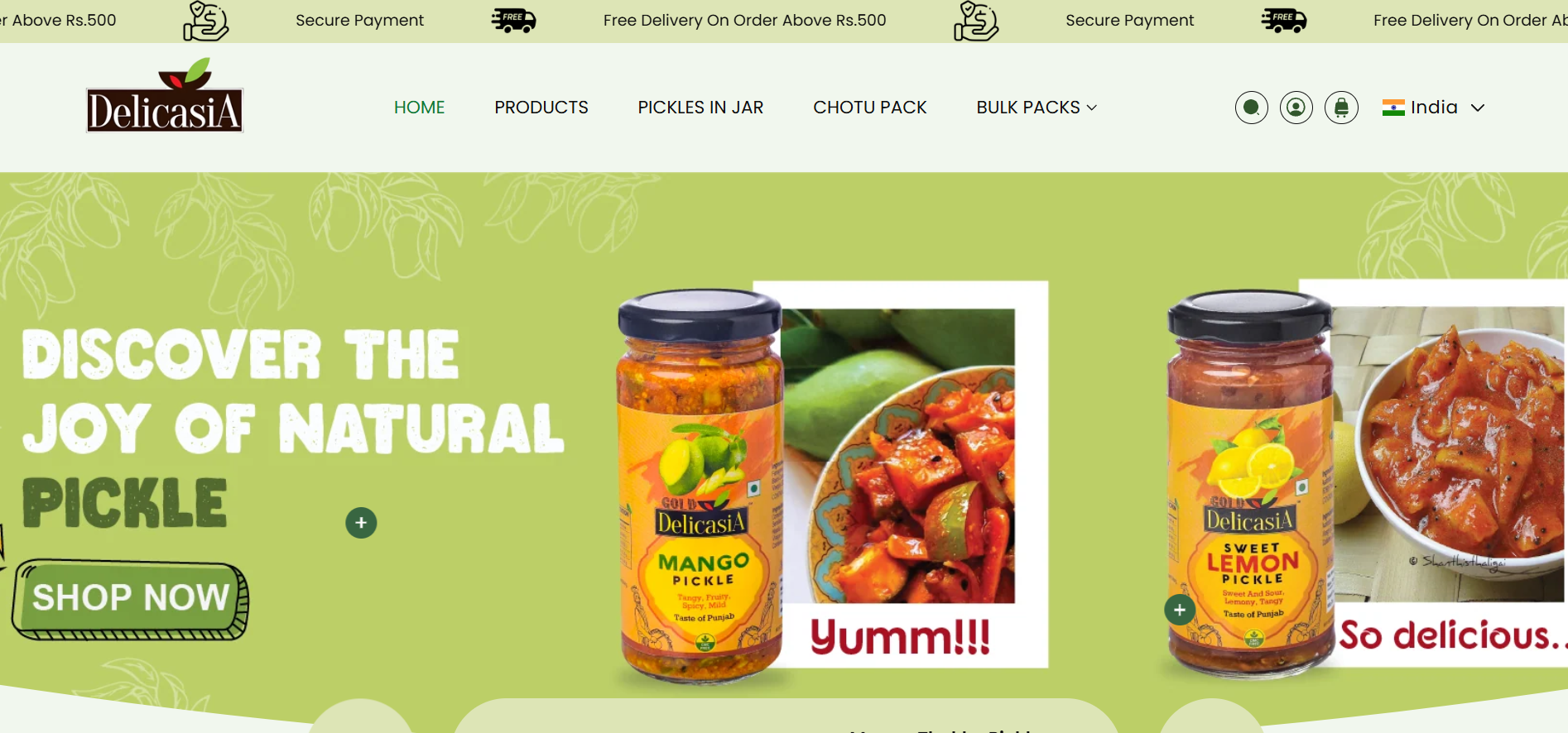 Ecommerce Food Brand website screenshot